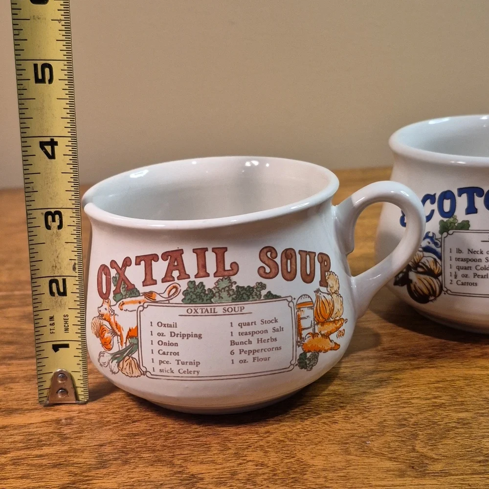 VINTAGE Set of 2 Ceramic Recipe Soup Mugs, Oxtail Soup & Scotch Broth - Picture 11 of 13